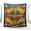 エルメス HERMES カレ90 SELLES A HOUSSE スカーフ 衣料品 シルク シルク レディース ネイビー系 / マルチカラー 【中古】