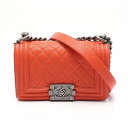 ≪5万円OFFクーポン配布×P5倍≫シャネル CHANEL ボーイシャネル スモール ショルダーバッグ バッグ レザー レディース オレンジ系 A67085 【...