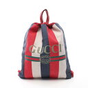 ≪10%OFFクーポン対象≫グッチ GUCCI ドローストリングバックパック リュックサック バックパック バッグ キャンバス レザー レディース レッド系 / ネイビー系 / ホワイト系 473872 【中古】(4)