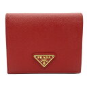 ≪15%OFFクーポン対象≫プラダ PRADA 二つ折り財布 二つ折り財布 財布 サフィアーノレザー レディース レッド系 N62658 【中古】