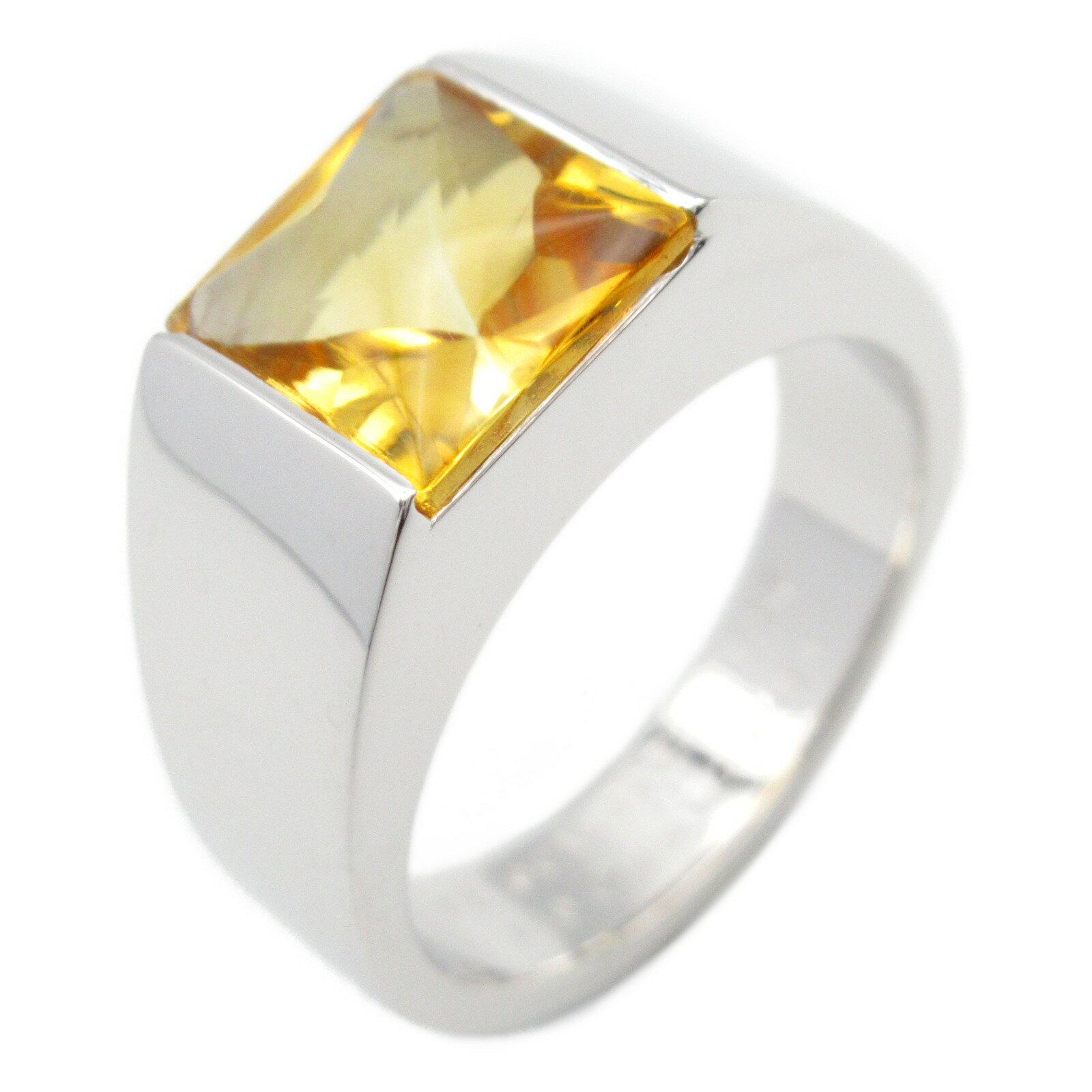 ≪7%OFFクーポン対象≫カルティエ CARTIER タンク リング シトリン リング・指輪 ジュエリー K18WG(ホワイトゴールド) シトリン レディース オレンジ系 【中古】