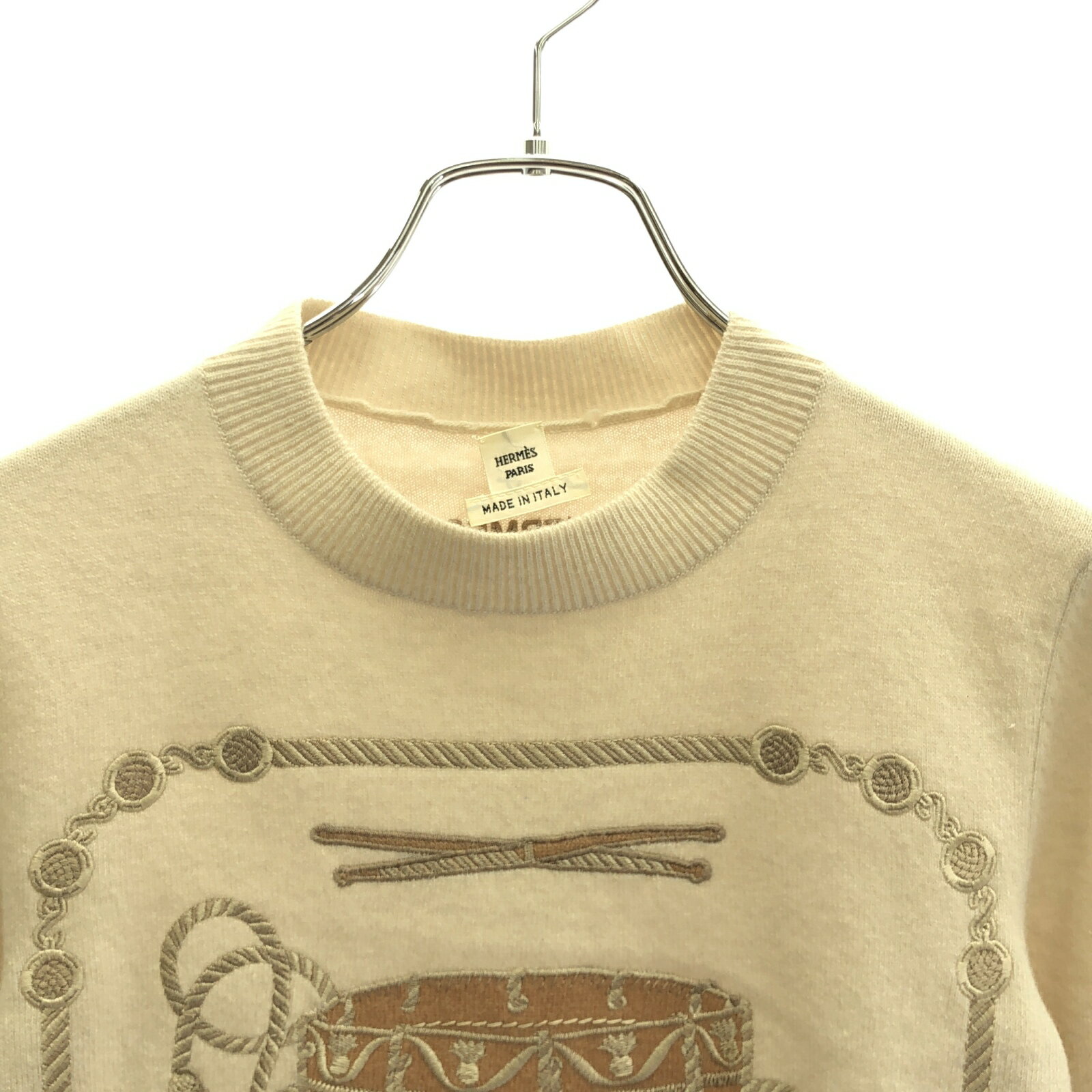 ≪3％OFFクーポン対象≫エルメス HERMES ニット 23AW ニット 衣料品 トップス ウール レディース ベージュ系 【中古】