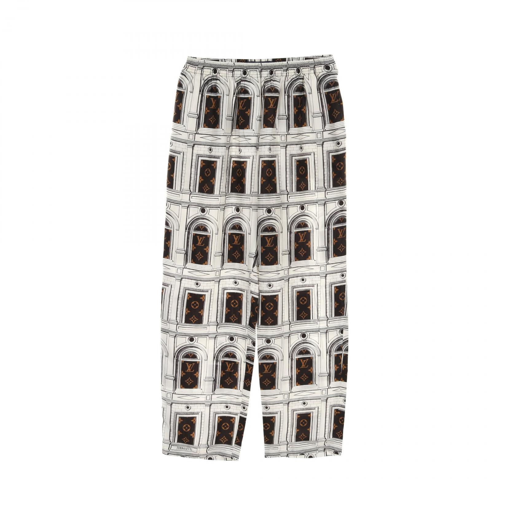 ≪5千円OFFクーポン×P3倍≫ルイ・ヴィトン LOUIS VUITTON LOUIS VUITTON × FORNASETTI パンツ 衣料品 ボトムス シルク レディース ホワイト系 / ブラウン系 【中古】