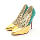 ≪8%OFFクーポン×P3倍≫グッチ GUCCI パンプス 靴 レザー スウェード エキゾチックレザー レディース ゴールド系 / グリーン系 / マルチカラー 489345 【中古】