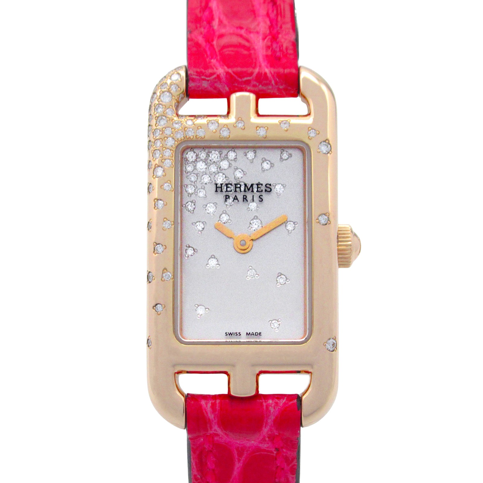 ≪10%OFFクーポン対象≫エルメス HERMES ナンタケット 腕時計 時計 K18PG(ピンクゴールド) 革 レディース シルバー系 NA2.172 【中古】
