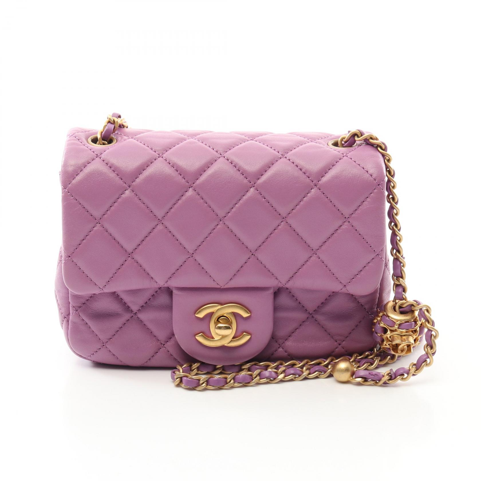 ≪10%OFFクーポン対象≫シャネル CHANEL ミニマトラッセ チェーンショルダー ショルダーバッグ バッグ ラムスキン(羊革) レディース パープル系 AS1786 【中古】