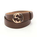 グッチ GUCCI インターロッキングG ベルト 衣料品 レザー メンズ レディース ブラウン系 370543 【中古】