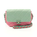 シャネル CHANEL マトラッセ ショルダーバッグ バッグ レザー レディース グリーン系 / ピンク系 / マルチカラー AS3876 【中古】