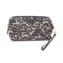 プラダ PRADA TESSUTO ST.PIZZ ポーチ バッグ ナイロン サフィアーノレザー レディース ブラック系 / ピンク系 1NE693 【中古】
