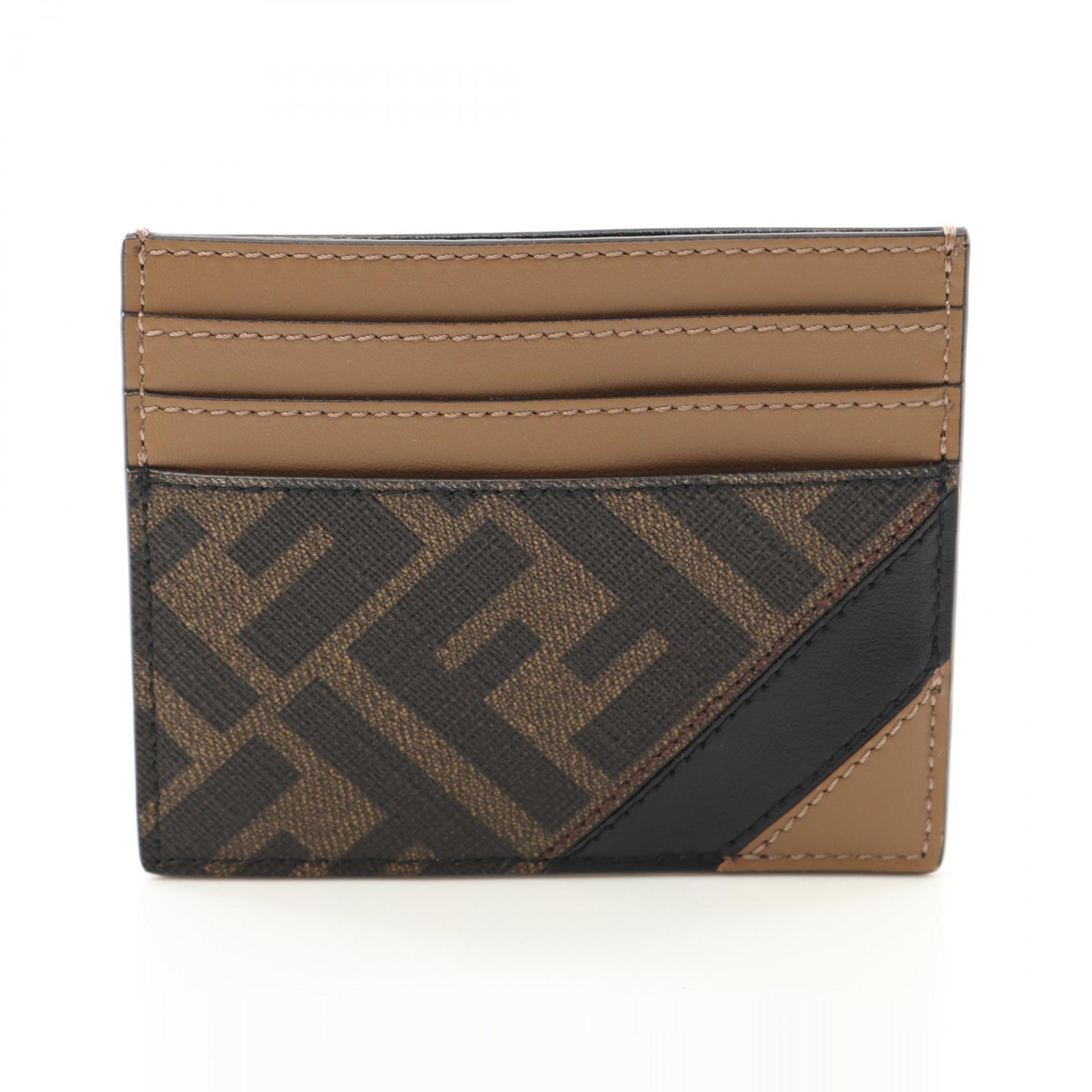 フェンディ FENDI ズッカ カードケース アクセサリー PVCコーティングキャンバス レザー メンズ ブラウン系 / ブラック系 7M0164AJF8F1EGA 【新品】