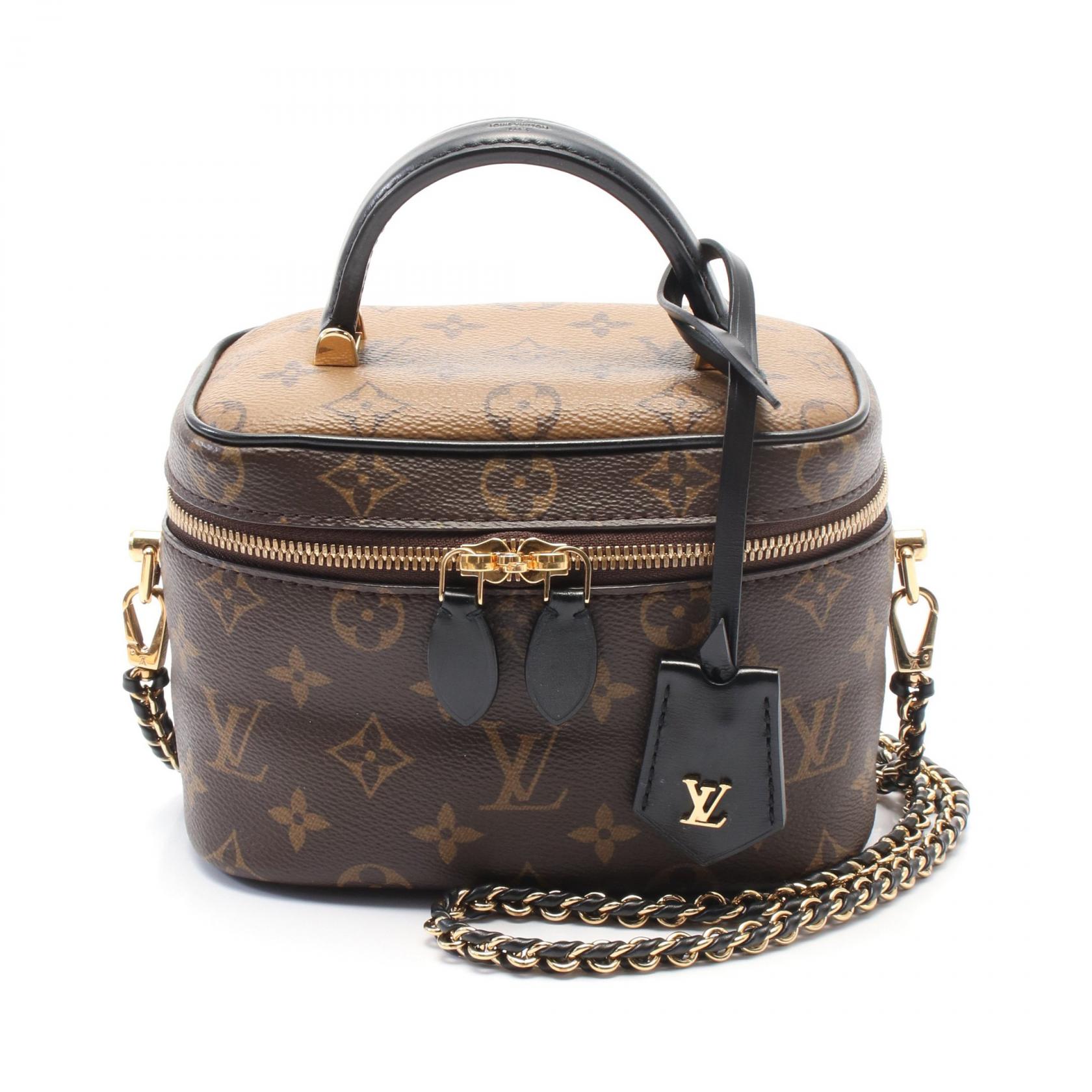 ≪7%OFFクーポン対象≫ルイ・ヴィトン LOUIS VUITTON ヴァニティ NV PM ハンドバッグ バッグ PVCコーティングキャンバス レザー モノグラム・リバース レディース ブラウン系 / ブラック系 M45165 【中古】