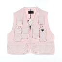 ≪5千円OFFクーポン配布×P5倍≫プラダ PRADA トライアングルロゴ付き ユーティリティポケット ベスト 衣料品 トップス コットン メンズ ピンク系 S...