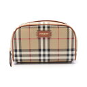 バーバリー BURBERRY Check Travel ポーチ バッグ PVCコーティングキャンバス レザー レディース ベージュ系 / マルチカラー 8067159 【中古】