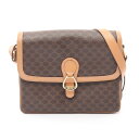 ≪10%OFFクーポン対象≫セリーヌ CELINE マカダム ショルダーバッグ バッグ PVCコーティングキャンバス レザー レディース ブラウン系 【中古】