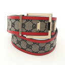グッチ GUCCI GGキャンバス ベルト 衣料品 キャンバス レザー レディース ベージュ系 / ブラック系 / レッド系 037 0394 【中古】