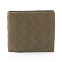 【全品5%OFFクーポン】ボッテガヴェネタ BOTTEGA VENETA イントレチャート 二つ折り財布 財布 レザー メンズ レディース カーキ系 743211VCPQ42877 【新品】