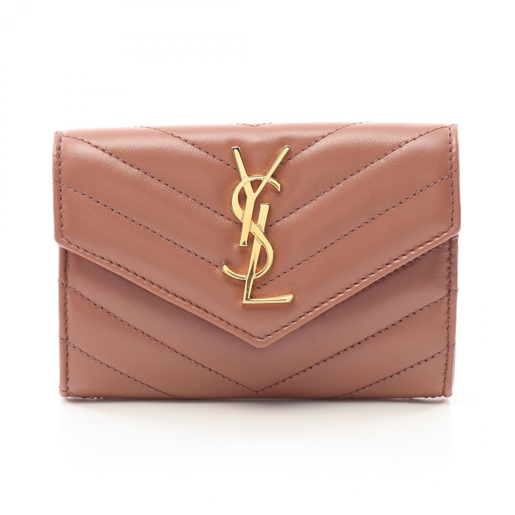 ★大人アイテム【SAINT LAURENT】折り財布 BROWN カーフレザー 2101218861556_1.jpg
