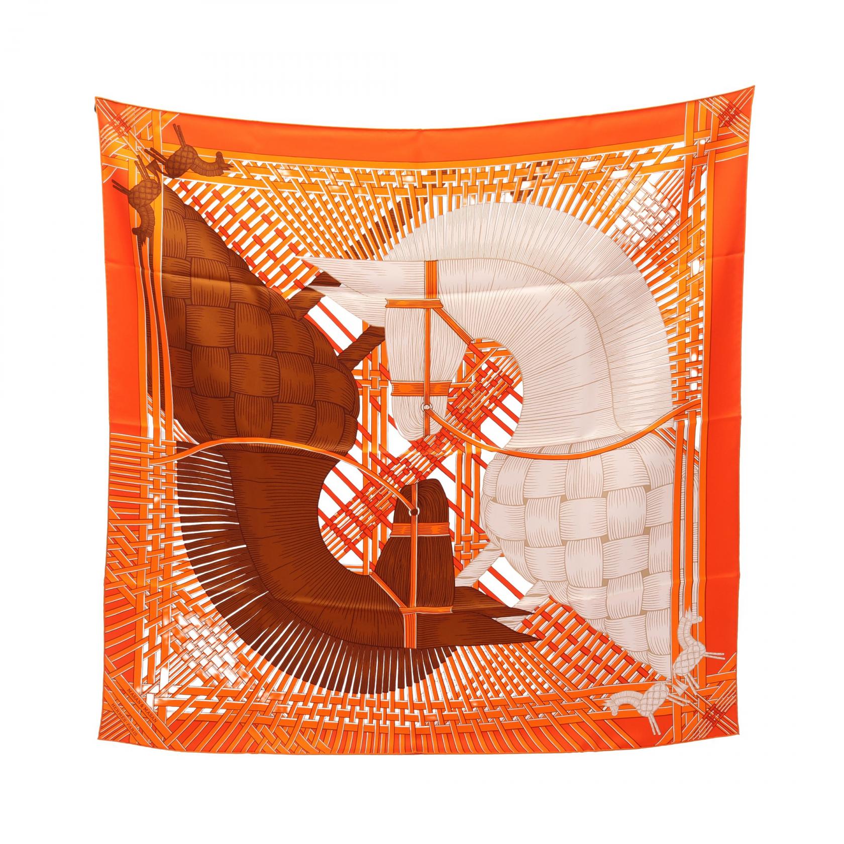 ≪全品5%OFF＆まとめ買い対象≫エルメス HERMES カレ90 Masan&Masan スカーフ 衣料品 シルク シルク レデ..