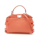 フェンディ FENDI ミニピーカブー ハンドバッグ バッグ レザー レディース オレンジ系 8BN244 【中古】