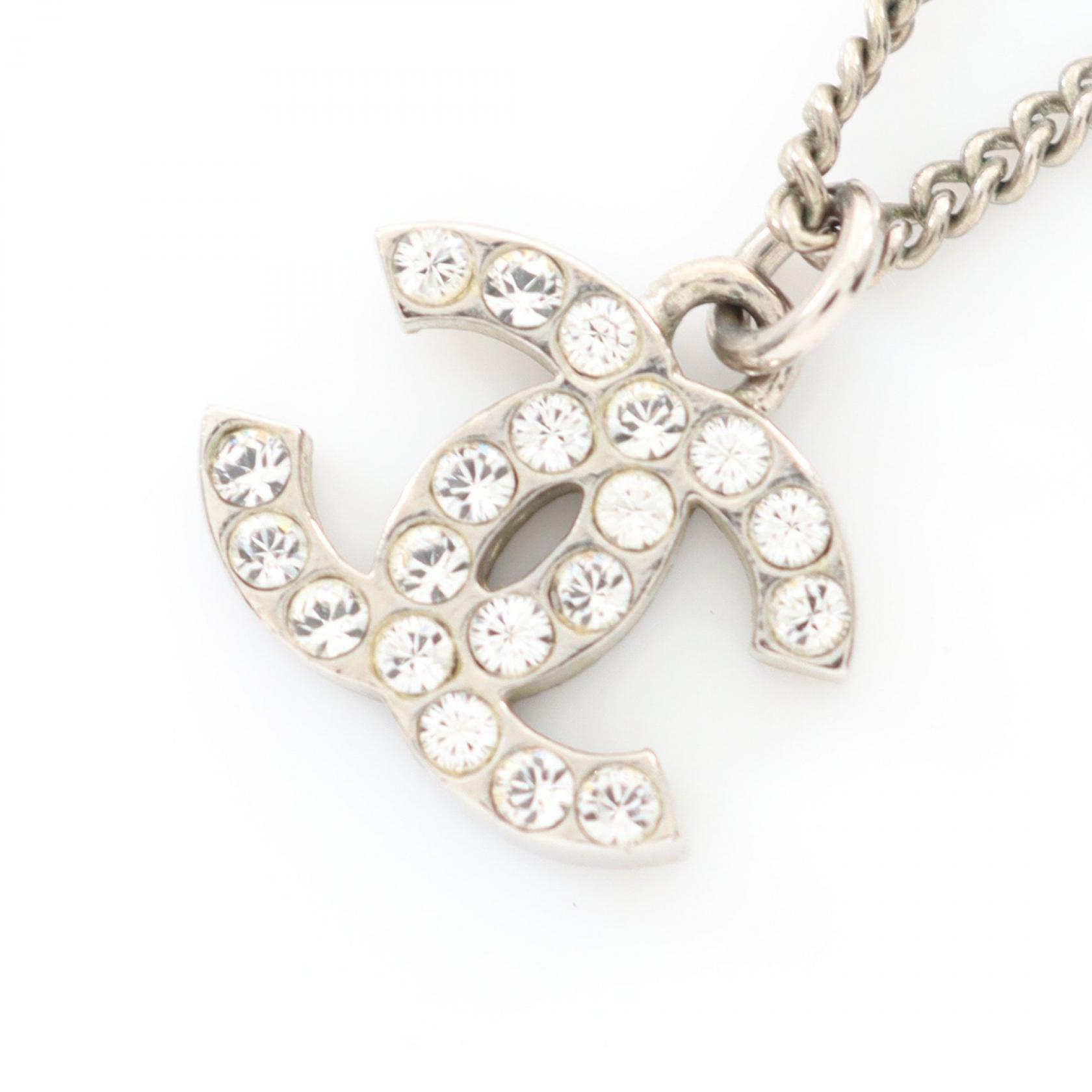 シャネル CHANEL ココマーク ネックレス ジュエリー ステンレススチール ラインストーン レディース シルバー系 / クリア系 【中古】