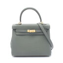 ≪8万円OFFクーポン対象≫エルメス HERMES ケリー25 ハンドバッグ バッグ レザー トゴ トゴ レディース グリーン系 【中古】