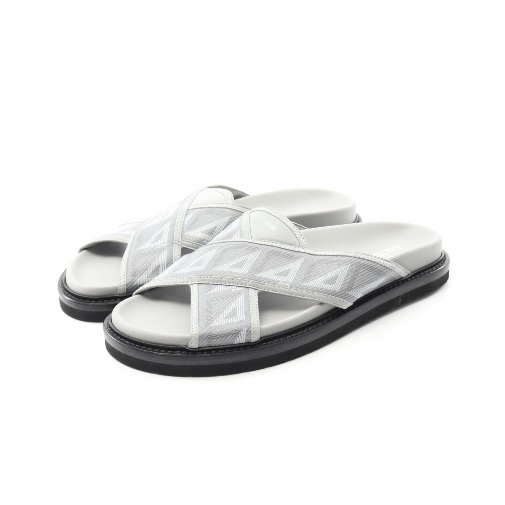 ディオール Dior アクア CDダイヤモンド サンダル 靴 PVCコーティングキャンバス レザー メンズ グレー系 【中古】