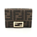フェンディ FENDI バゲット ズッカ 三つ折り財布 財布 キャンバス レザー レディース ブラウン系 8M0395A98PF0A6E 【中古】