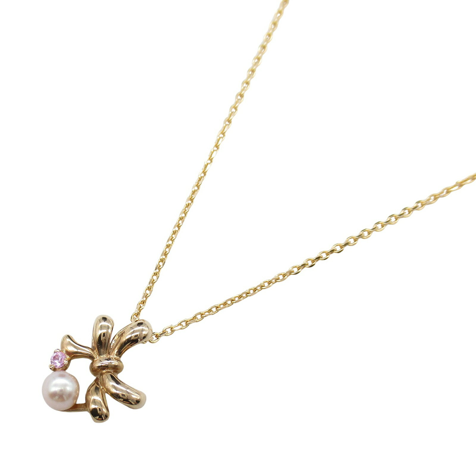 スタージュエリー STAR JEWELRY リボン ネックレス ネックレス ジュエリー K18PG（ピンクゴールド） 色石 レディース ホワイト系 / ピンク系 【中古】