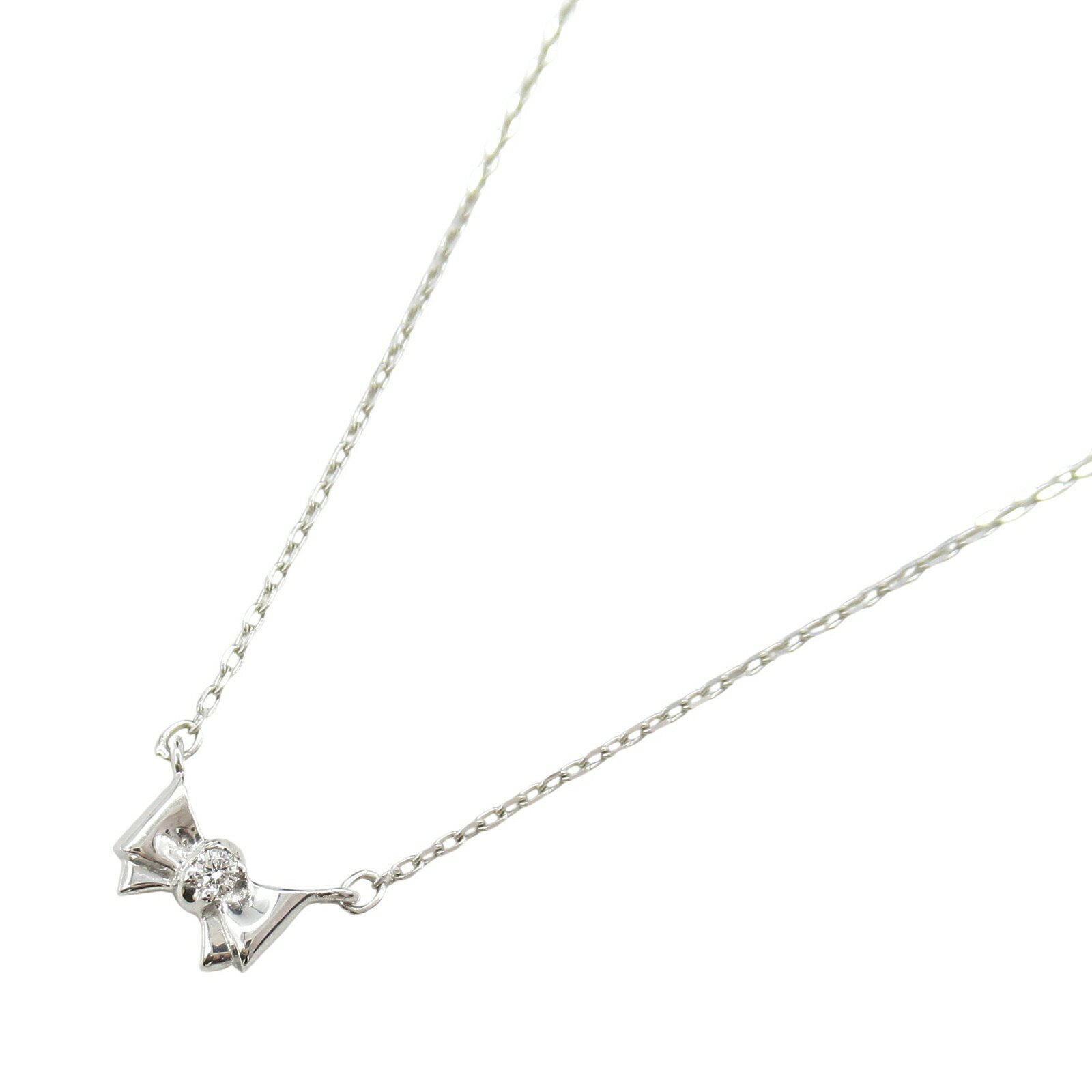 スタージュエリー STAR JEWELRY ミニリボン ダイヤ ネックレス ネックレス ジュエリー K18WG（ホワイトゴールド） ダイヤモンド レディース クリア系 【中古】