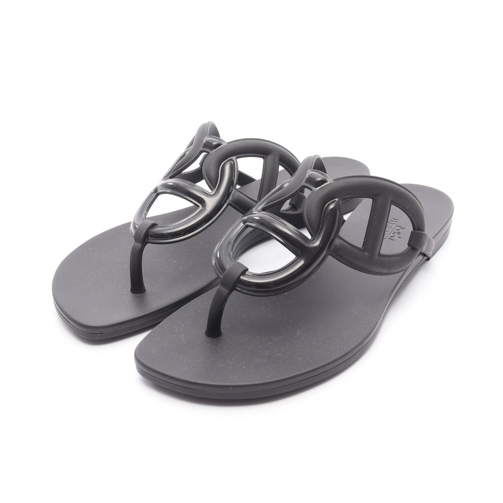 エルメス HERMES エジェリー サンダル 靴 ラバー レディース ブラック系 221001Z 【中古】のサムネイル