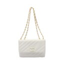 シャネル CHANEL ココマーク バイアスステッチ ショルダーバッグ バッグ カーフ(牛革) レディース ホワイト系 【中古】