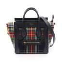 ≪5千円OFFクーポン対象≫セリーヌ CELINE ラゲージ ナノショッパー ハンドバッグ バッグ レザー ファブリック レディース ブラック系 / マルチカラー 168242 【中古】
