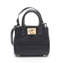 サルヴァトーレフェラガモ Salvatore Ferragamo STUDIO BAG MICRO ハンドバッグ バッグ レザー レディース ブラック系 21 H672 【中古】