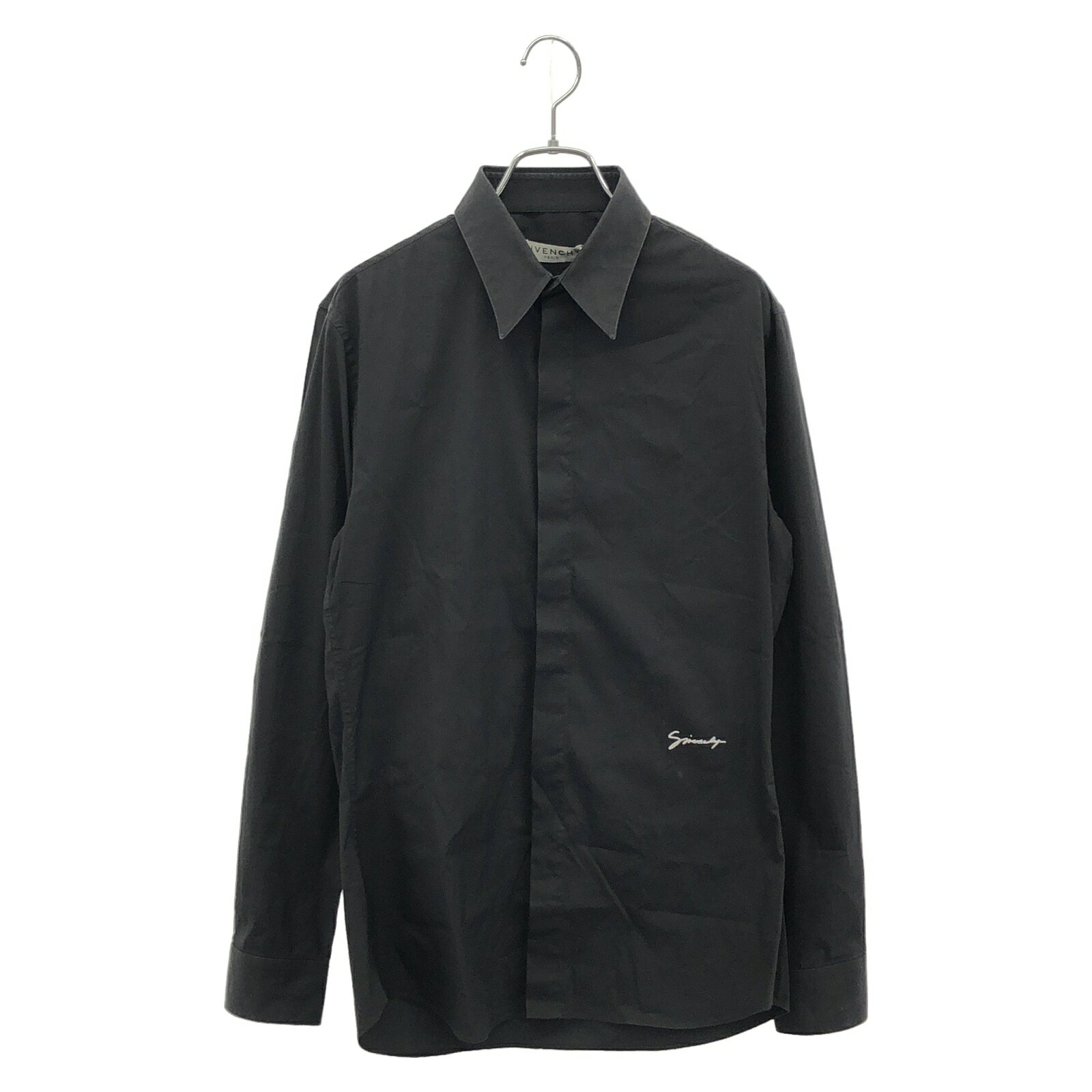 ≪3%OFFクーポン×P3倍≫ジバンシィ GIVENCHY BM60GX100M シャツ ブラック ロゴ刺繍 長袖シャツ 衣料品 トップス コットン レディース ブラック系 【中古】