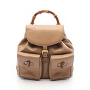 グッチ GUCCI バンブー リュックサック バックパック バッグ レザー レディース ベージュ系 003 1998 0016 【中古】
