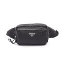 【全品5%OFFクーポン】プラダ PRADA TESSTO + SAFFIAN ウエストバッグ ボディバッグ バッグ ナイロン サフィアーノレザー メンズ レディース ブラック系 1BL010 【中古】