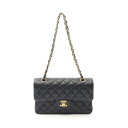 シャネル CHANEL マトラッセ Wフラップ ショルダーバッグ バッグ レザー グレインドカーフスキン レディース ブラック系 1113 【中古】