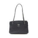 シャネル CHANEL Vステッチ シェブロン トートバッグ バッグ ラムスキン(羊革) レディース ブラック系 【中古】