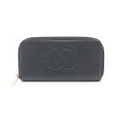 ≪3%OFFクーポン×P3倍≫シャネル CHANEL ココマーク ラウンド長財布 財布 カーフ(牛革) レディース ブラック系 【中古】