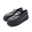 ミュウ ミュウ Miu Miu プラットフォーム ペニーローファー ローファー 靴 レザー レディース ブラック系 5D175E 【中古】