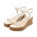 ジミーチュウ JIMMY CHOO パールストラップ サンダル 靴 レザー レディース ホワイト系 【中古】
