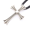 【全品5%OFFクーポン】クロムハーツ CHROME HEARTS スモールCHクロス ネックレス ジュエリー ステンレススチール レザー メンズ シルバー系 ...