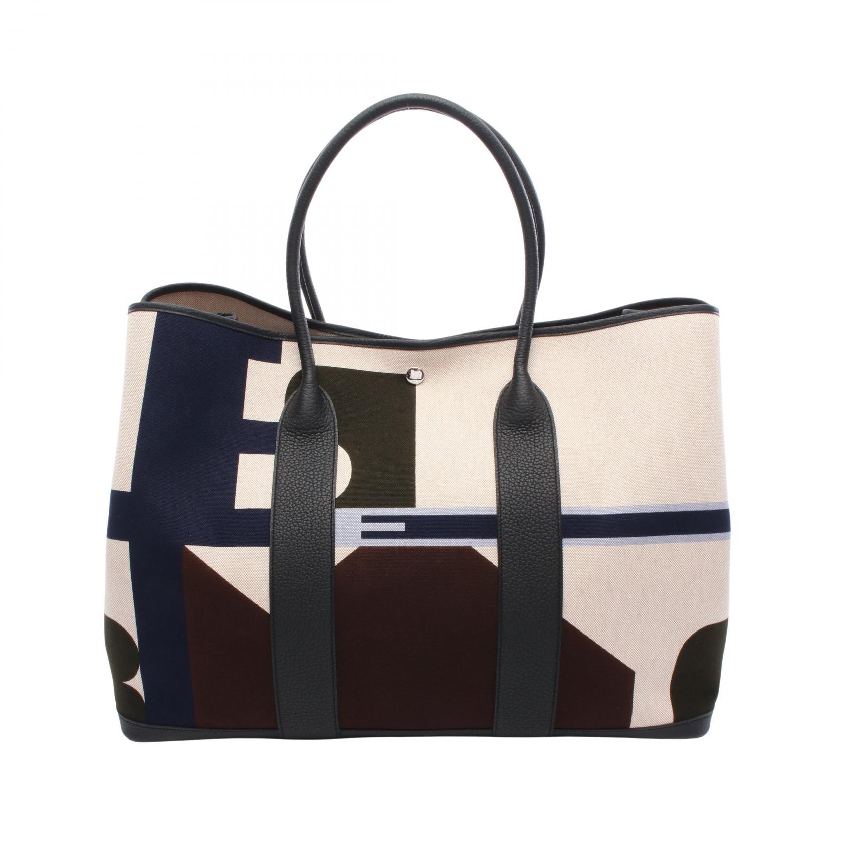 エルメス HERMES ガーデンパーティGM トートバッグ バッグ キャンバス レザー トワルアッシュ / ネゴンダ トワルアッシュ レディース ベージュ系 / ブラック系 / マルチカラー H084923 【中古】のサムネイル