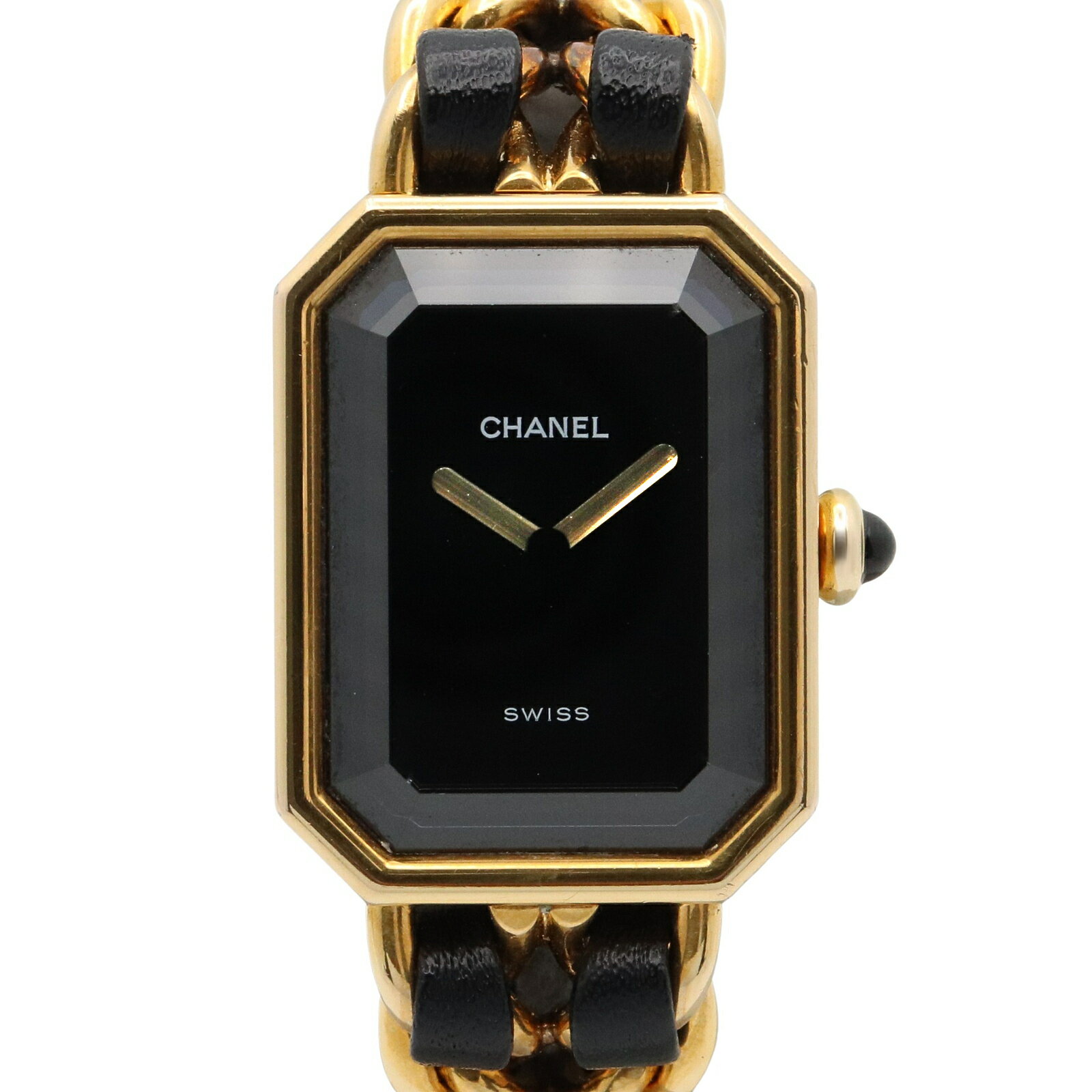 【月末限定×ポイント5倍】シャネル CHANEL プルミエールS 腕時計 時計 GP（ゴールドメッキ） レザー レディース ブラック系 H0001 【中古】