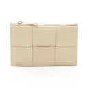 【全品5%OFFクーポン】ボッテガヴェネタ BOTTEGA VENETA マキシイントレチャート カードケース コインケース 財布 レザー メンズ レディース ベージュ系 【中古】