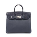【4万円OFFクーポン対象】エルメス HERMES バーキン25 タッチ ブルーサフィール ハンドバッグ バッグ トゴ / アリゲーターマット トゴ レディース...