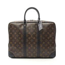 【全品5%OFFクーポン】ルイ・ヴィトン LOUIS VUITTON ポルトドキュマン ヴォワヤージュ ビジネスバッグ バッグ PVCコーティングキャンバス レザー モノグラム・マカサー メンズ ブラウン系 / ブラック系 M40225 【中古】