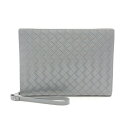 【1千円OFFクーポン対象】ボッテガヴェネタ BOTTEGA VENETA イントレチャート セカンドバッグ クラッチバッグ バッグ レザー レディース グレー系 【中古】