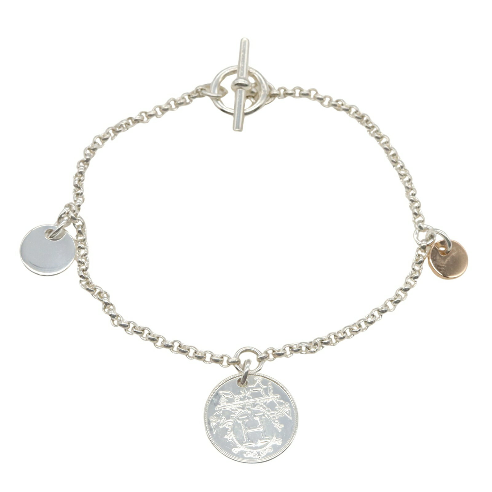 ≪全品5%OFF＆まとめ買い対象≫エルメス HERMES エクスリブリス PMブレスレット ブレスレット アクセサリー シルバー925 K18PG（ピンクゴールド） レディース シルバー系 / ゴールド系 【中古】