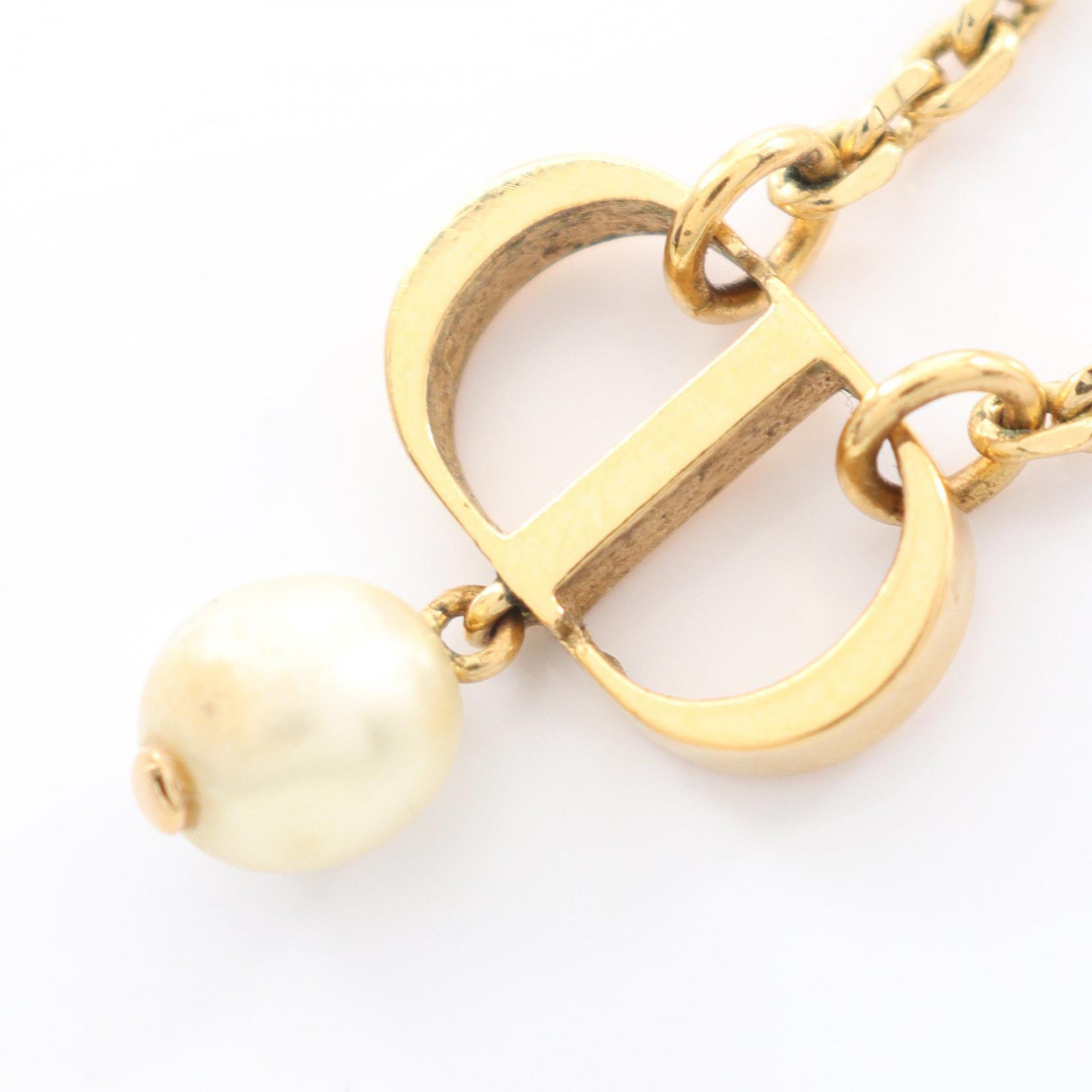 ディオール Dior CDロゴ ネックレス ジュエリー GP（ゴールドメッキ） フェイクパール レディース ゴールド系 / ホワイト系 【中古】